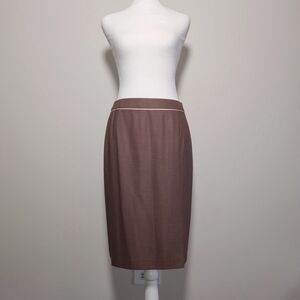 Escada Vintage 90s Pink Mesh Woven Virgin Wool And Silk Blended Pencil Skirt 38